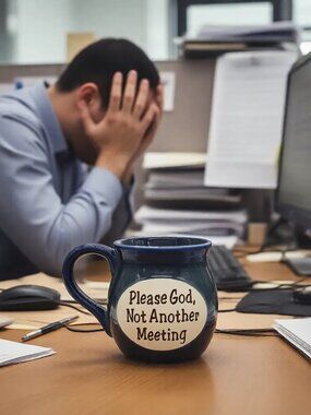 “Please God, Not Another Meeting” Funny Office Coffee Tea Mug